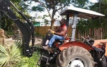 Man working in a tractor